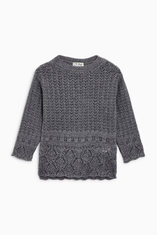 Grey Crochet Knit Sweater (3-16yrs)